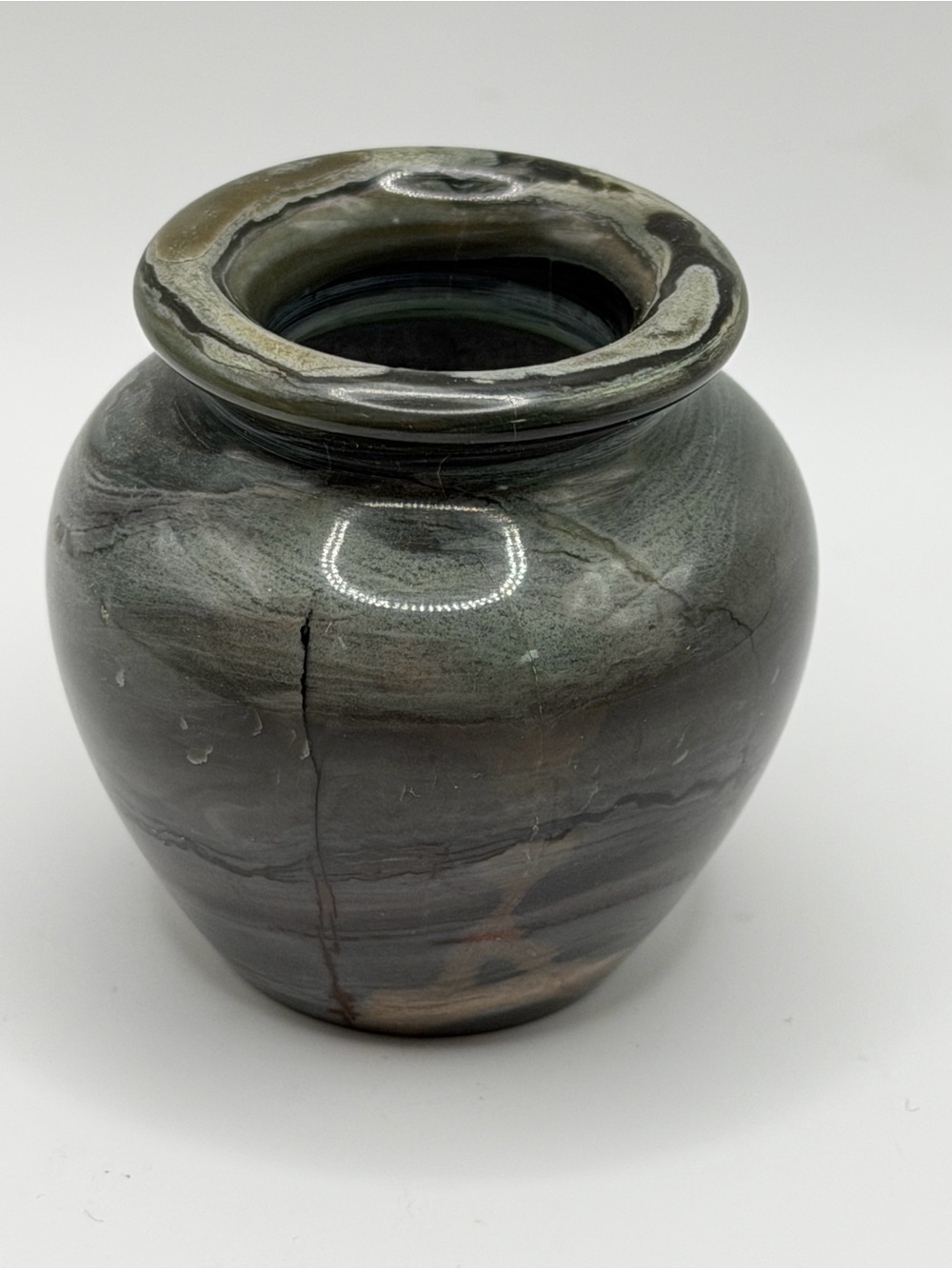 Miniature Gray Marbled Stone Vase 2”